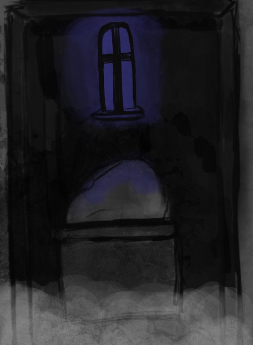 The door crumbles, revealing the tomb with the sarcophagus inside.